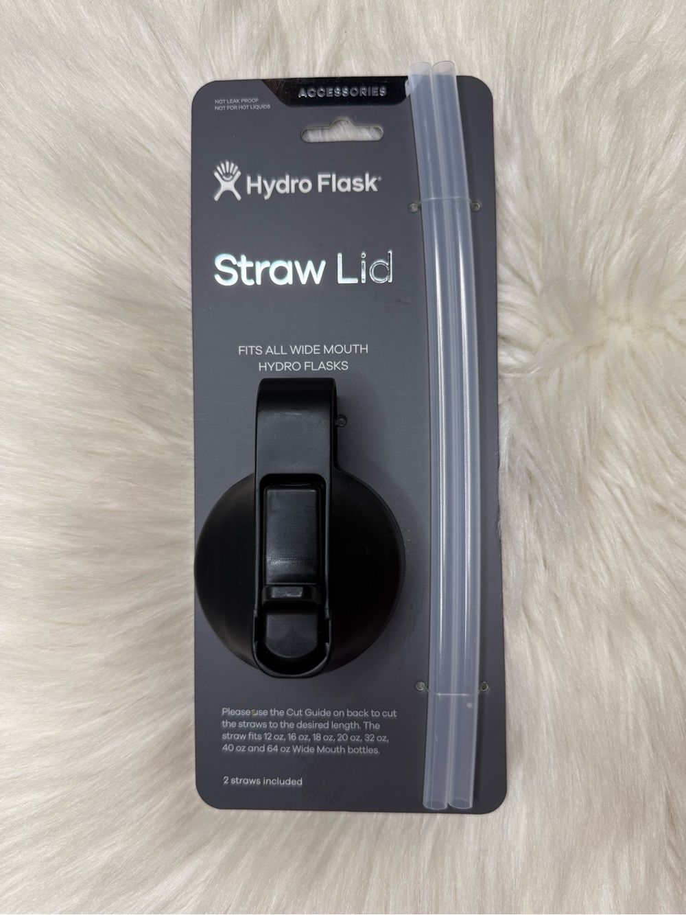 *NEW* Hydro Flask Black Wide Mouth Straw Lid with Clear Straws - Discontinued